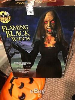 Flaming Black Widow Spirit Halloween Animatronic Prop Gemmy Morbid Rare Bnib