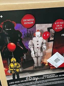 GEMMY Halloween 6'FT ANIMATED IT PENNYWISE ANIMATRONIC PROP CLOWN LIFE SIZE