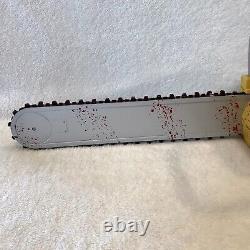 GEMMY YELLOW Leatherface BLOODY Chainsaw 29 Animated Sound Halloween Works RARE