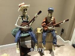 GRANDINROAD Interactive Dueling Banjo Skeletons Musical Lighted Halloween Prop