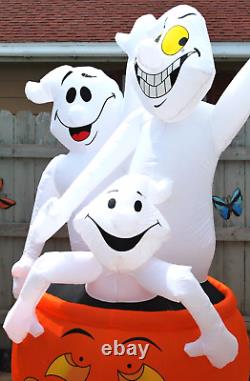 Gemmy Airblown Inflatable Vintage 8ft Ghost pumpkin light Up Tested Rare