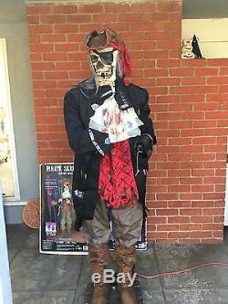 Gemmy Animated Life Size Dead Eyed Drake Pirate Skeleton Moves And Talks 6ft