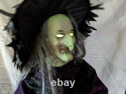 Gemmy Halloween as is cauldron life-size witch prop animatronic decor haunted