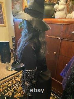 Gemmy Spirit Halloween 6 F animated life size Greeter witch with candy tray- NWB