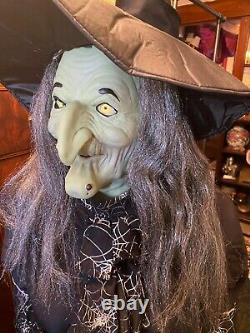 Gemmy Spirit Halloween 6 F animated life size Greeter witch with candy tray- NWB