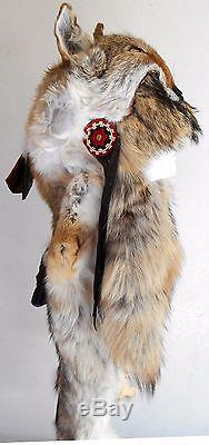 Genuine Native American Navajo Indian Headdress Full Coyote Medicine Man Shaman