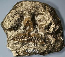Gold Death Mask Halloween Prop Solid Plaster Painted Decor