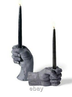 Grandin Road Halloween Stone Wall Hands And Taper Holder Set Prop Decoration