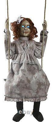 HALLOWEEN ANIMATED SWINGING Decrepit Doll PROP DECORATION HAUNTED HOUSE cemetary