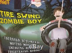 HALLOWEEN PROP Tire Swing Zombie Boy Animated Animatronic