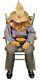 Halloween Sitting Scarecrow Animated Prop Lifesize Candy Bowl Porch Greeter