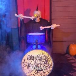 Halloween 4'FT METAL ROCK REAPER WITH DRUMS Animatronic Bluetooth Connectivity