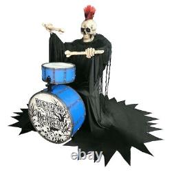 Halloween 4'FT METAL ROCK REAPER WITH DRUMS Animatronic Bluetooth Connectivity