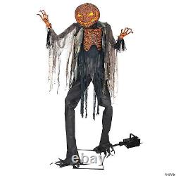 Halloween 7 Ft Animated Scorched Scarecrow Pumpkin Man Prop Has Fogger Fog 400w
