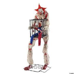 Halloween Animated 7 Ft Cagey Clown Clown In Cage Prop Horror Cemetary Horror