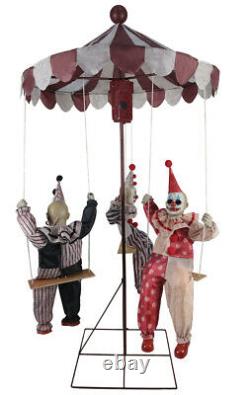Halloween Animated Clown Merry Go Round Creepy Dolls Prop Decoration Haunted