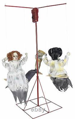 Halloween Animated Ghostly Merry Go Round Creepy Dolls Prop Decoration Haunted