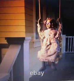 Halloween Animated Swinging Decrepit Doll Girl Hanging Prop Haunted House