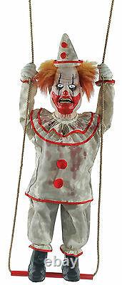 Halloween Animated Swinging Evil Clown Prop Decoration Haunted House Cemetary
