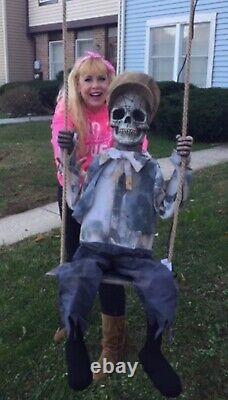 Halloween Animated Swinging Skeletal Boy Prop Haunted House NEW