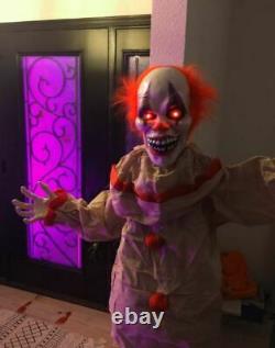 Halloween Animatronic Clown life Size Props Scary Decorations Motion Light NEW
