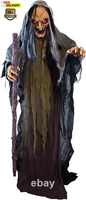 Halloween Animatronics Evil Witch. 5Ft 2In Animated Halloween Decoration. Standi