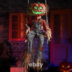 Halloween Animatronics Swinging Pumpkin Hanging Animated Decorations with Sound