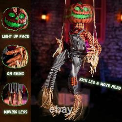 Halloween Animatronics Swinging Pumpkin Hanging Animated Decorations with Sound