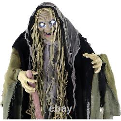 Halloween Decor Witch Animatronic Poseable Indoor Outdoor Light-Up Eyes