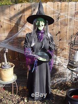 Halloween Decoration Prop Old Lady Witch with Candy Tray Life Size Works