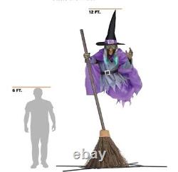 Halloween Decorations Outdoor 12 Ft Animated Hovering Witch Animatronics Sound