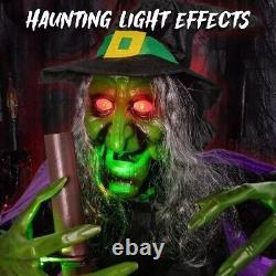 Halloween Decorations Outdoor 12 Ft Animated Hovering Witch Animatronics Sound