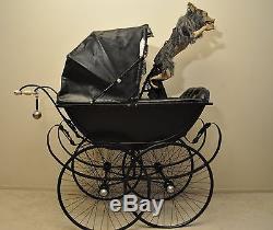 Halloween Haunted House Victorian Baby Carriage Werewolf Leaper Prop