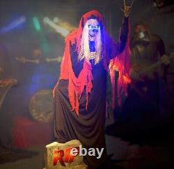 Halloween Haunted Living 7-ft Bluetooth Reaper Band LED Singer Animatronic