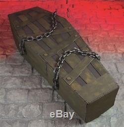 Halloween LIFESIZE 5.3Ft Chained Shaking Coffin prop Noise & Motion Activated
