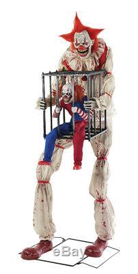 Halloween Life Size Animated Cagey The Clown With Clown Cage Prop
