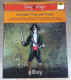 Halloween Life Size Animated Talking Pirate Skeleton Parrot Haunted House NEW