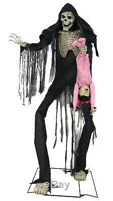 Halloween Life Size Animated Towering Boogey Man With Kid Prop Decoration