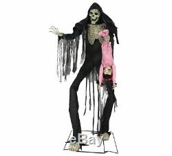 Halloween Life Size Animated Towering Boogey Man w Kid Prop Haunted Decor Spirit