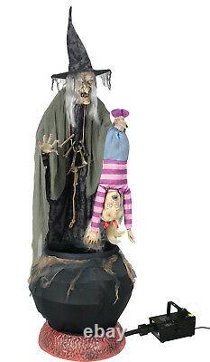 Halloween Life Size Animated Witch Cauldron With Kid Prop Decor Fog Machine
