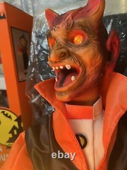 Halloween Motionette Animated 2 ft Orange Devil with Sound Very Rare 1988