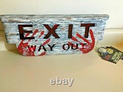 Halloween PROTOTYPE EXIT WAY OUT sign. Makes sounds and lights up red