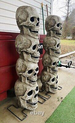 Halloween Prop 2pc 40 Stacked Skulls Lights Sounds Haunted House Tattoo Shop