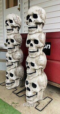 Halloween Prop 2pc 40 Stacked Skulls Lights Sounds Haunted House Tattoo Shop