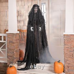 Halloween Prop 67 Lifesize Widowed Ghost Woman in Black with Flashing Red Eyes