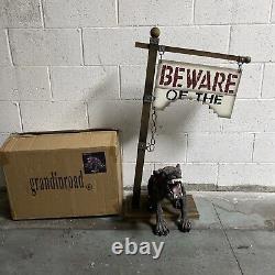 Halloween Prop Grandin Road ZOMBIE DOG and BEWARE OF THE Sign lot of two props