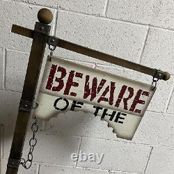 Halloween Prop Grandin Road ZOMBIE DOG and BEWARE OF THE Sign lot of two props