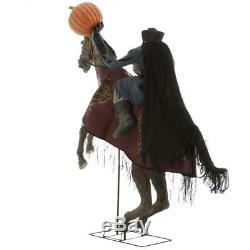 Halloween Prop Headless Horseman 91 in. Animated Lighted Jack O Lantern Sounds