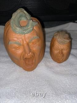 Halloween Prop Lot Of Two TRUMPKINS. Todd Masters Made Donald Trump Pumpkins