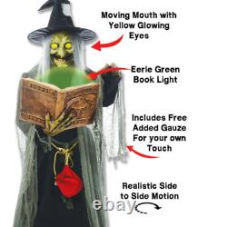 Halloween SPELL SPEAKING Witch BOOK 5.8 FT Prop Animated Lifesize HAUNTED HOUSE